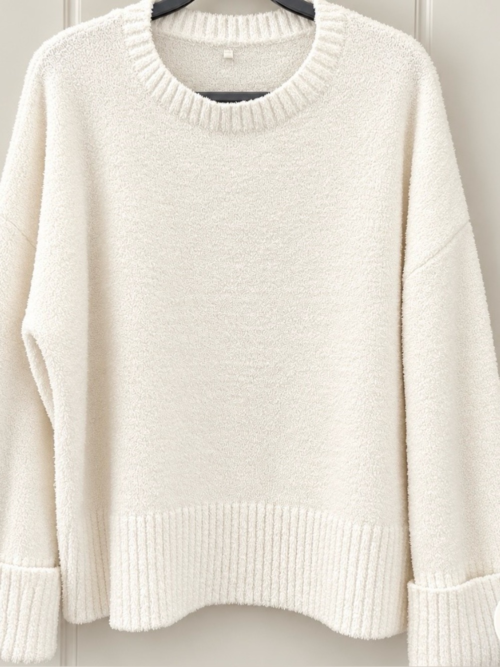 Cozy Off White Oversized Crewneck Sweater